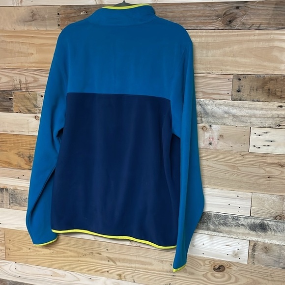 Lands’ End size XL navy, blue, neon yellow quarter snap fleece pullover top - Picture 9 of 9